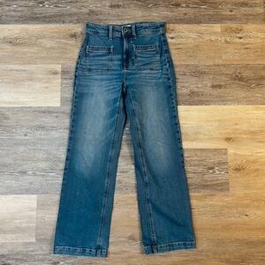 SO High Rise Straight Leg Jeans Girls Size 14 Medium Wash Front Pocket